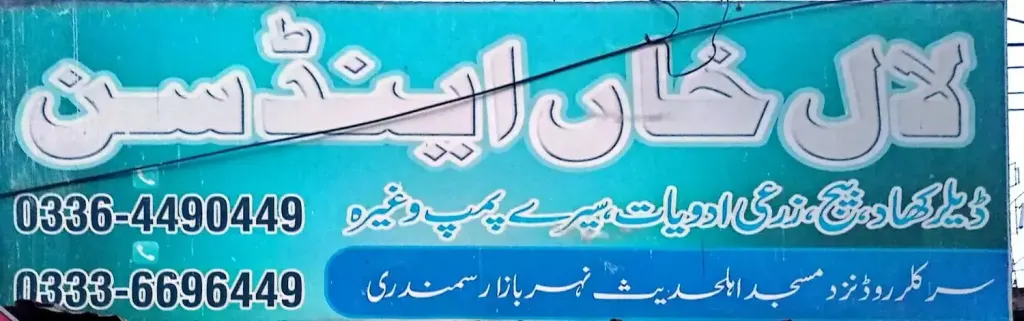 لال خان اینڈ سنز — زرعی ادویات / کھاد / بیج، سرکلر روڈ اور نہر بازار، سمندری، سمندری